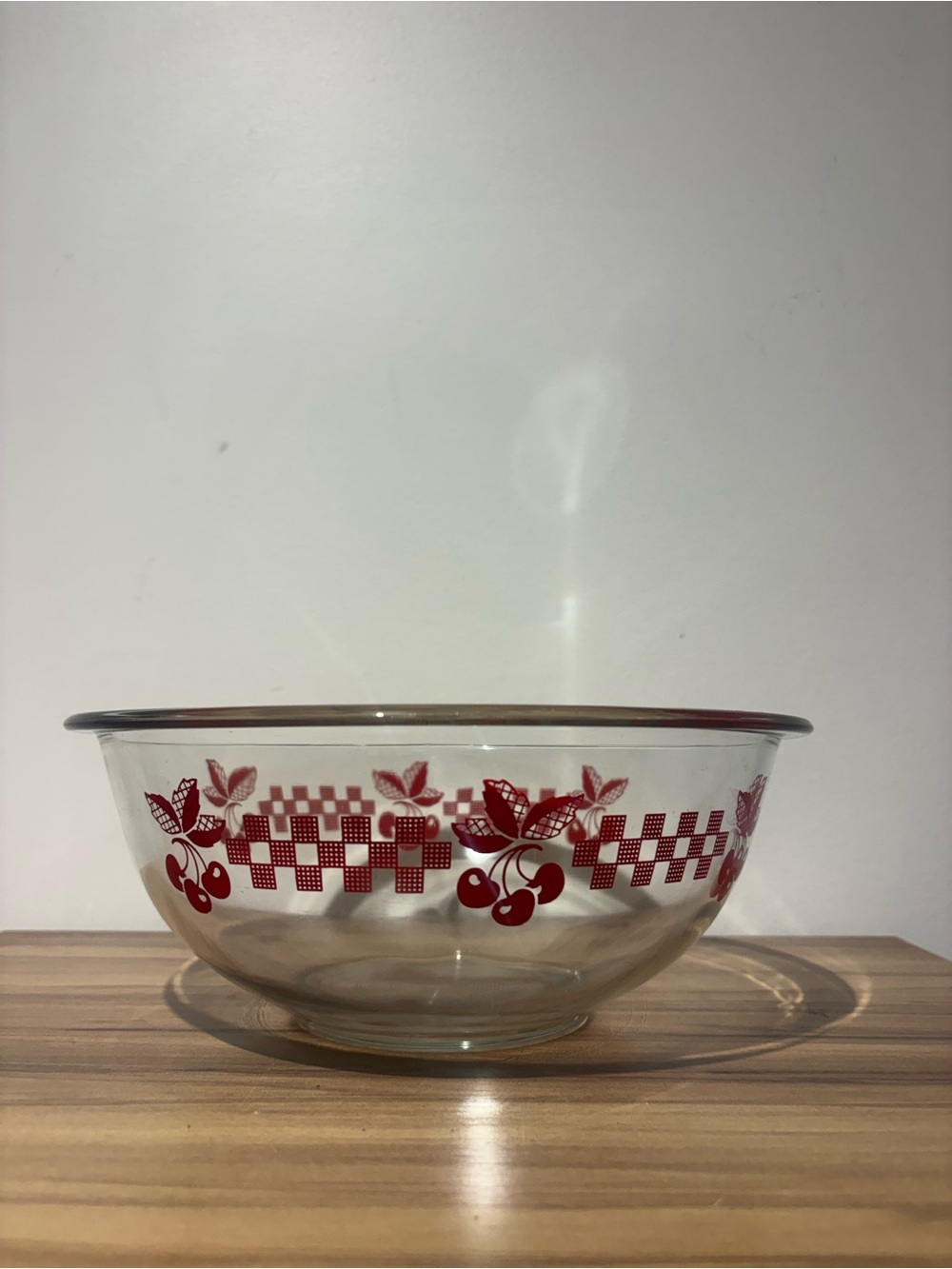 Pyrex Red Cherry Patterned Glass Mixing Bowl